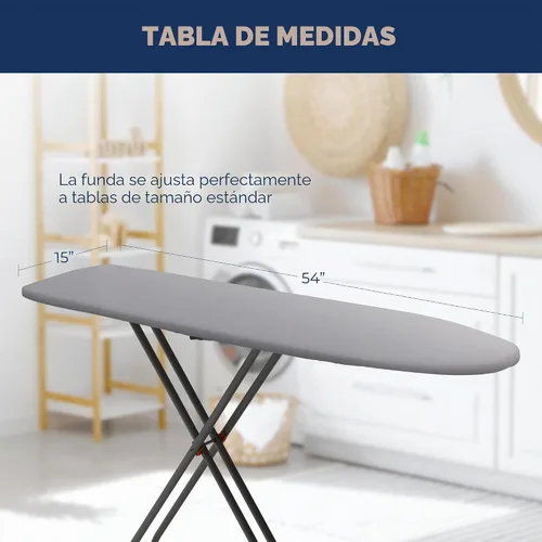 Vista 5 de Funda y almohadilla para tabla de planchar extra gruesa de alta resistencia acolchada de 4 capas, cubierta para tabla de planchar con revestimiento