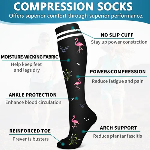Vista 172 de Bluemaple 6 Pack Copper Compression Socks for Women and Men Circulation-Best Support for Medical, Running,Nursing,Athletic