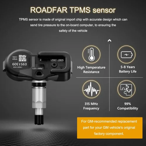 Vista 2 de ROADFAR Sistema de monitoreo de presión de neumáticos programado de 315MHz Sensor TPMS Compatible con Lexus para Scion para Toyota 4260706011