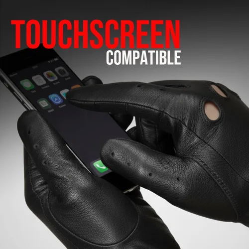 Vista 8 de Nuevos Guantes de Cuero de Policía Motociclista para Conducir Montar Carreras Cuero Natural Real Pantalla Táctil Ventilación Hombres Mujeres