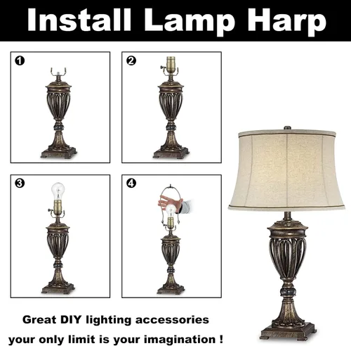 Vista 5 de Kit de soporte de arpa de lámpara de 8 pulgadas con remate y base de sillín desmontable de alta resistencia, juego de 2 accesorios de iluminación