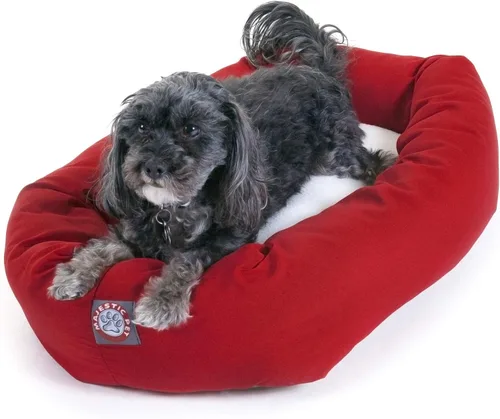 Vista 23 de Cama para perros Bagel de 40 pulgadas negra y Sherpa de Majestic Pet Products Negro