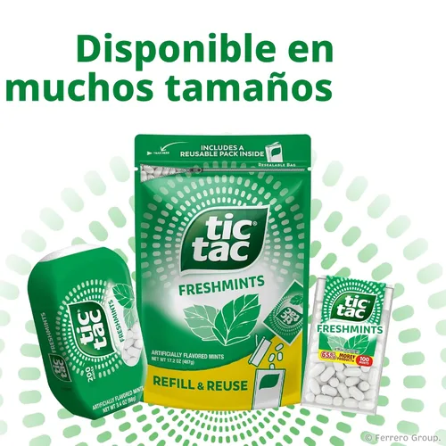 Vista 7 de Tic Tac Freshmints, mentas de aliento para llevar, mentas de bolsillo, 100 piezas, paquete de 12 unidades a granel, 1.7 onzas cada una