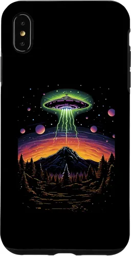 Vista 7 de iPhone 14 colorido OVNI Bright Mountain Lake Camping Alien Visitors Case