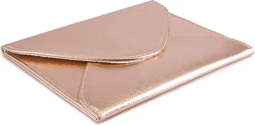 Vista 7 de Bolsa de embrague extra pequeña, 6.3 x 5.1in, color dorado rosa metálico para cosméticos, maquillaje, teléfono móvil y cartera, hecha de piel vegana