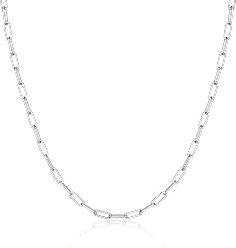 Vista 9 de MBW Collar de cadena de clip de plata para mujer, delicado collar de gargantilla de plata de ley para mujer, collar de eslabones simples, largos