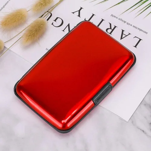 Vista 7 de Elfish.- Funda protectora de aluminio contra RFID, para tarjetas de crédito, carcasa rígida para tarjetas de presentación, cartera de metal