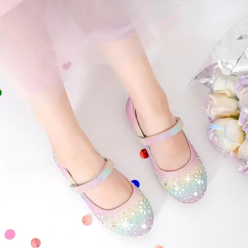 Vista 2 de Furdeour Girls Dress Shoes Mary Jane Flower Wedding Party Bridesmaids Shoes Glitter Princess Ballet Flats for Kid Toddler