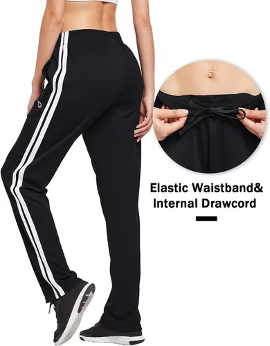 Vista 4 de BALEAF Pantalones deportivos para mujer, pantalones deportivos con bolsillos con cremallera, pantalones deportivos para correr