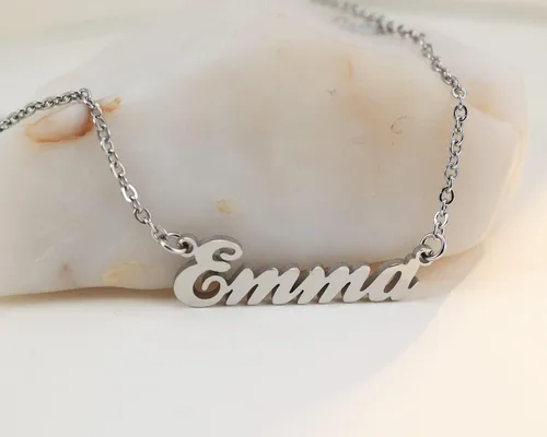 Vista 2 de Collar con nombre grabado personalizado para mujeres, amigos, regalo de Navidad