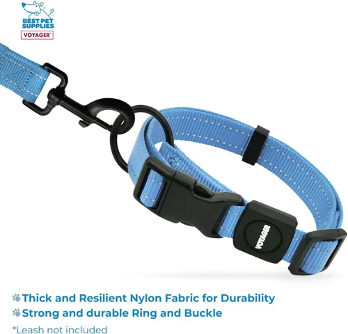 Vista 3 de Best Pet Supplies Voyager - Correa o collar reflectante para perro con asa de neopreno, para cachorros de raza pequeña, mediana y grande, bonita