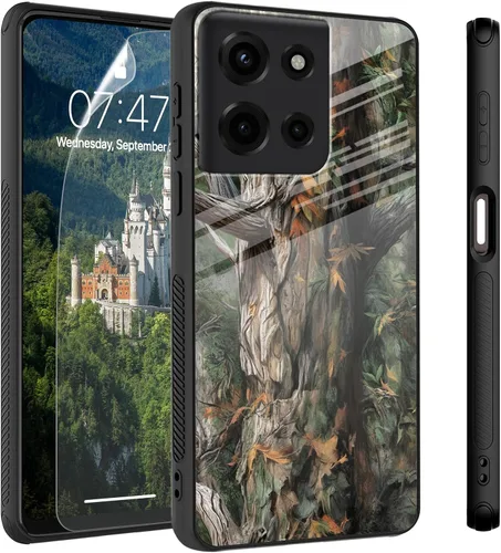 Vista 25 de Funda para Motorola Moto Edge 2022, cubierta trasera de vidrio templado con protector de pantalla, funda protectora a prueba de golpes para Motorola