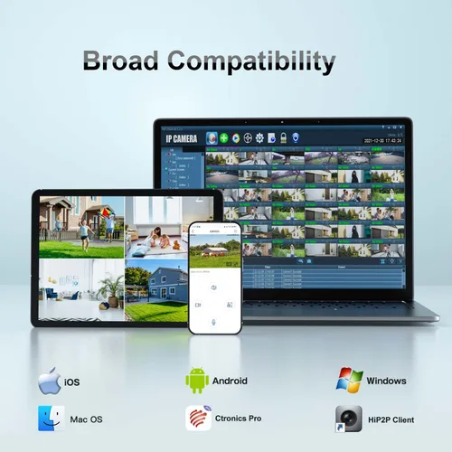 Vista 2 de Ctronics Cámara de seguridad con zoom óptico de 5MP 30X WiFi para exteriores, cámaras de vigilancia WiFi de 2.4/5Ghz con crucero y zoom automático