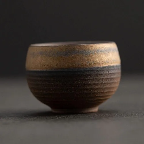 Vista 3 de Juego de 6 tazas de té de cerámica de arcilla pequeña hecha a mano, tradición asiática japonesa, estética, cerámica, porcelana, Chado Zen