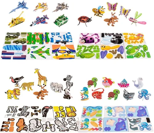 Vista 10 de Juego de rompecabezas de papel de insectos creativo 3D de bricolaje, 100 piezas educativas 3D de animales, rompecabezas de insectos inteligentes