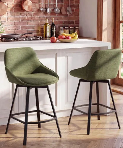 Vista 9 de Flouki Taburetes de bar con altura de mostrador, juego de 3 taburetes de bar giratorios negros para isla de cocina, taburetes de mostrador modernos