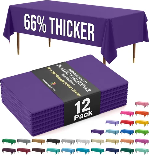 Vista 105 de Exquisite 66% Thicker Premium Plastic Table Cloth Rectangle Table Cover 0.5 Mil 6 Pack Aqua Table Cloth 54 Inch x 108 Inch Disposable Tablecloth