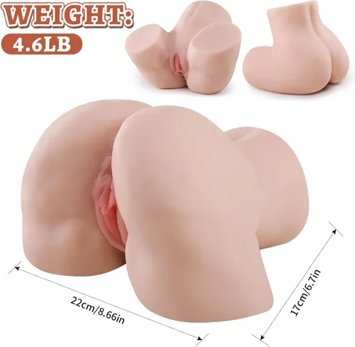 Vista 2 de Muñeca sexual de bolsillo, masturbador masculino, coños y culo, juguetes sexuales para hombres, glúteos y cadera con textura vaginal y anal 2 en 1