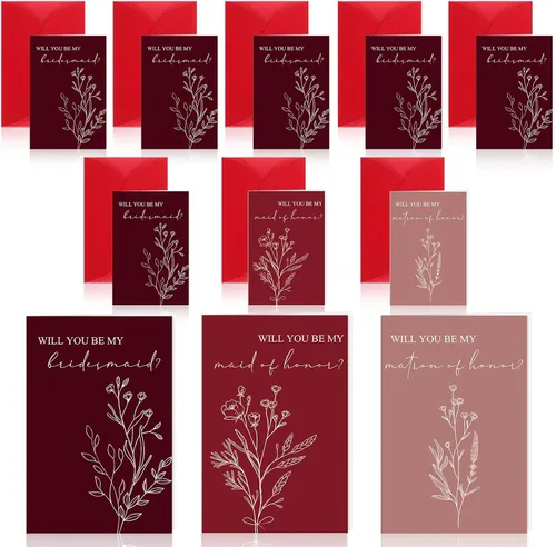 Vista 12 de Spakon 16 piezas de tarjetas "¿Serás mi dama de honor?" con sobres, estilo acuarela, floral, propuesta nupcial, dama de honor, matrona de honor