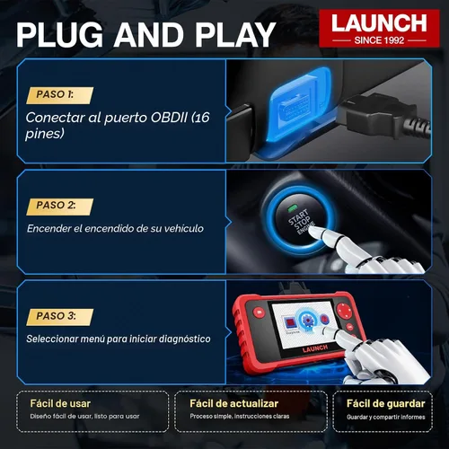 Vista 3 de LAUNCH Crp123 - Escáner OBD2, herramienta de escaneo y diagnóstico de transmisión, SRS, ABS y motor, lector de códigos, actualizaciones incluidas