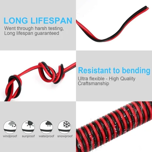 Vista 4 de Cable de extensión de encendedor de cigarrillos resistente de 12 V/24 V de 6 pies con luz LED para bomba de neumáticos de automóvil, compresor
