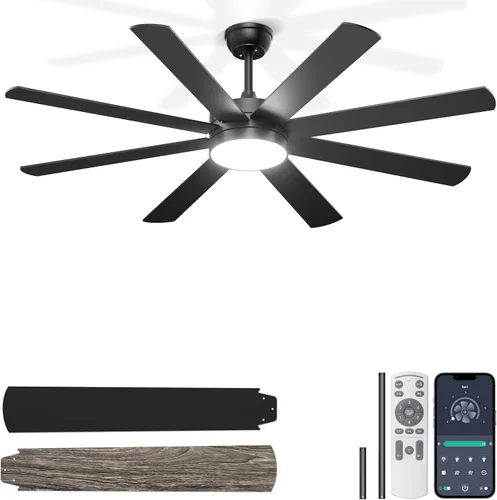 Vista 15 de Ventiladores de Techo de 60 Pulgadas Sin Luces - Ventilador de Techo Blanco de 8 Aspas Control Remoto/APP, Ventilador de Techo Reversible