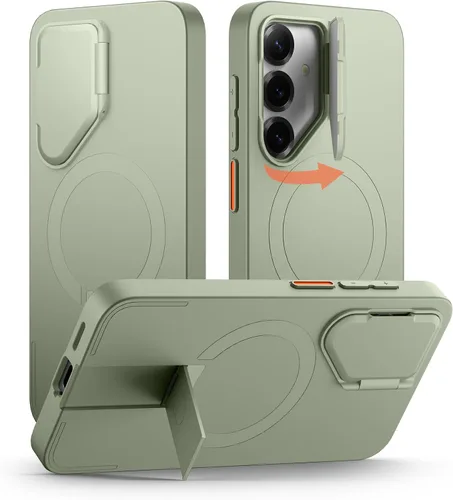 Vista 8 de SURITCH Funda para teléfono Samsung Galaxy S26 Plus, cubierta protectora magnética con cubierta de cámara y soporte de metal ajustable para Galaxy