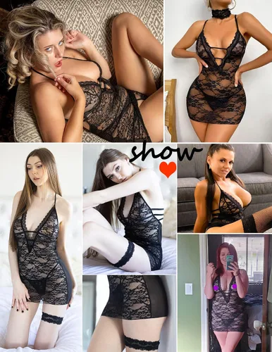 Vista 2 de Avidlove - Lencería para mujer camisón de encaje con cuello estilo halter vestido de noche estilo Teddy