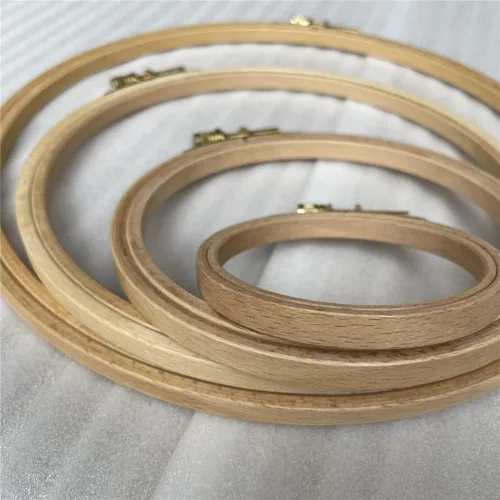 Vista 3 de Juego de 4 aros redondos de madera para bordar, marco de bordado de haya, de 3 a 9 pulgadas, aro de punto de cruz, aros de marco de madera, kits