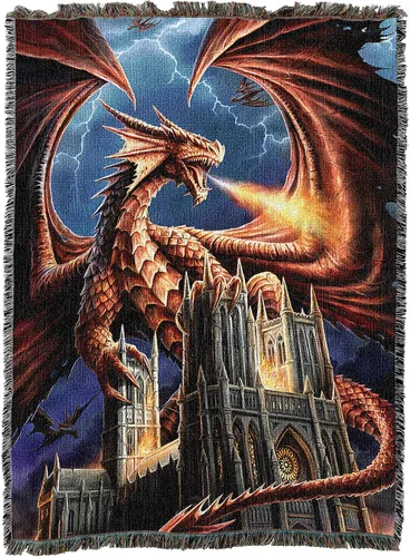 Vista 17 de Pure Country Weavers Anne Stokes - Manta de belleza de dragón de la colección Age of Dragons – Manta de fantasía para regalo tejida de algodón