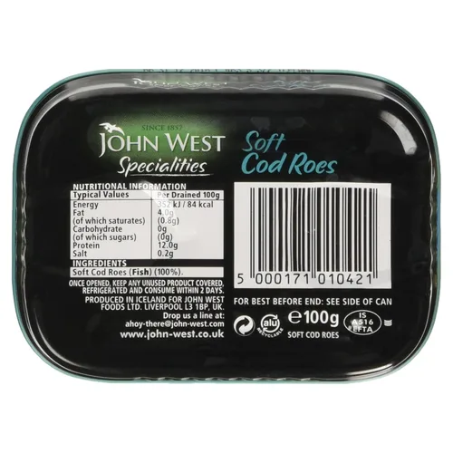 Vista 2 de John West Huevas de bacalao suaves 3.53 oz