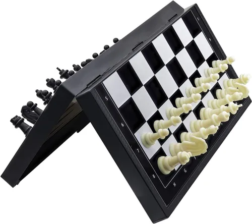 Vista 4 de Juego de cartas y backgammon de ajedrez magnético 5 en 1, mini juegos de mesa de tamaño de viaje