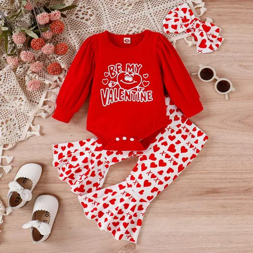 Vista 7 de TBUIALL Toddler Girl Halloween Clothes Set Toddler Girls Valentine's Day Long Sleeve Letter Romper Bodysuits 3 Month Old