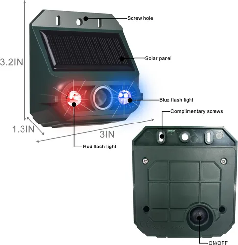 Vista 6 de Paquete de 4 repelentes solares ultrasónicos nocturnos de animales, disuasorio ultrasónico para pájaros y gatos al aire libre para patio, granja
