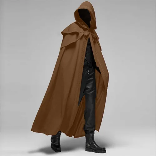 Vista 2 de Fiesta vacaciones capucha capa medieval hombres y mujeres trajes escénicos capa góticos retro Solid Swing Halloween