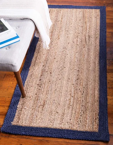 Vista 19 de Unique Loom Colección de yute trenzado de calidad clásica hecha natural tejida a mano con detalles de color sólido, alfombra rectangular de 2 pies 0