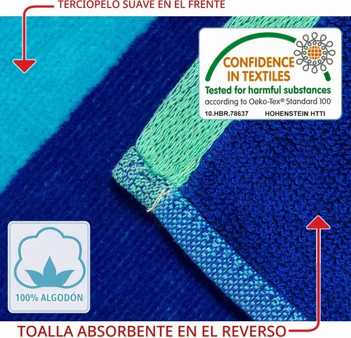 Vista 6 de Softerry - Toalla de playa extrasuave de 30 x 60 pulgadas, toalla absorbente estilo cabaña a rayas, estilo piscina y resort, 100% algodón