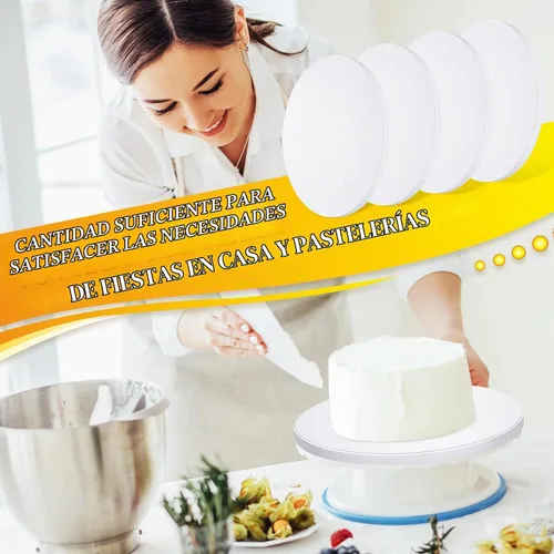 Vista 2 de Bokon Tableros redondos para tartas de 12 pulgadas, 50 piezas, color blanco