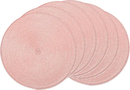 Vista 9 de AHHFSMEI Juego de 6 manteles individuales redondos trenzados de 15 pulgadas para mesas de comedor, tejido natural, resistentes al calor, color beige