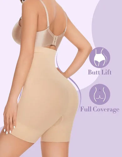 Vista 2 de YADIFEN Pantalones cortos moldeadores para mujer con control de abdomen, cintura alta, faja moldeadora para mujer, pantalones cortos moldeadores