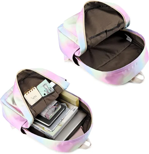 Vista 5 de Pawsky Mochila escolar para niñas, resistente al agua, mochila para laptop con bolsa de almuerzo y estuche para lápices