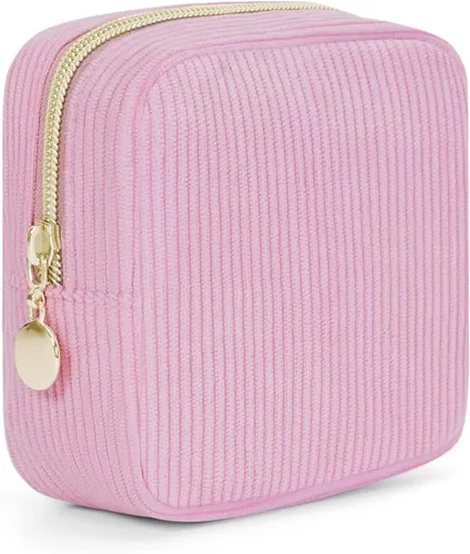 Vista 11 de Wandering Nature Pequeña bolsa de maquillaje para bolso, bolsa de cosméticos con cremallera para mujer, bolsa de viaje de cuero vegano ecológico