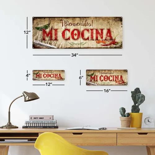Vista 2 de Homebody Accents Letrero de metal Mi Cocina de 4 x 12 pulgadas