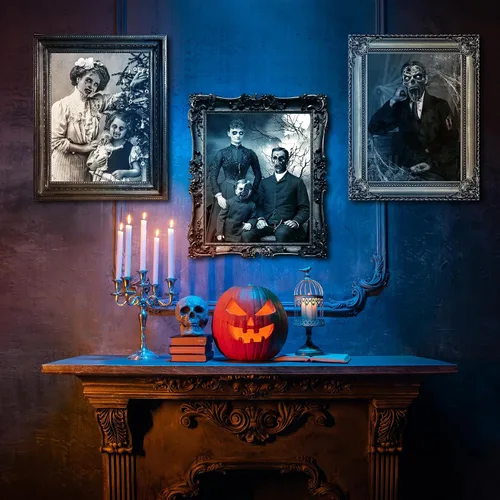 Vista 9 de 12 piezas de decoración de Halloween, póster gótico cambiante en 3D, imagen