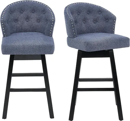 Vista 26 de Juego de 2 taburetes de bar giratorios de 29 pulgadas, taburetes de bar tapizados con respaldo, sillas modernas de altura de mostrador para isla