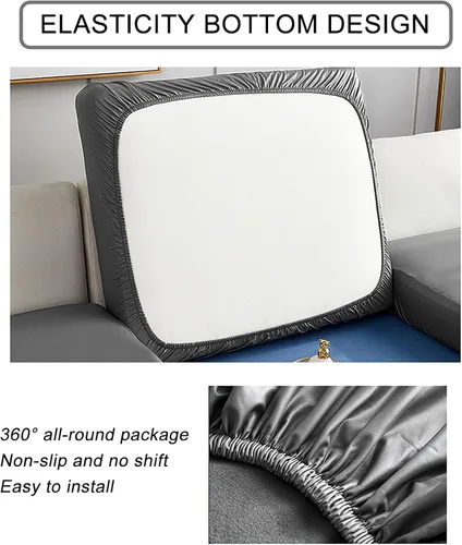 Vista 5 de Fundas elásticas para cojín de sofá, de piel sintética resistente al agua, funda de cojín desmontable para sofá, protector de muebles para cojín