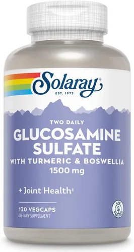 Vista 7 de SOLARAY Sulfato de glucosamina de 1500 mg con cúrcuma y boswellia, apoyo para la salud de las articulaciones, 60 cápsulas vegetales (30 porciones)