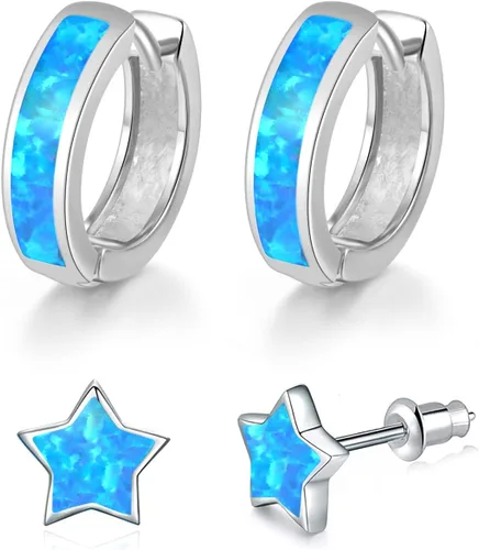 Vista 64 de CiNily Aretes Huggie de ópalo con bisagras, chapados en oro, hipoalergénicos, pequeños aretes de aro para mujeres, adolescentes, niñas, hombres