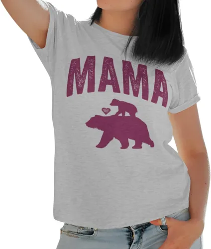 Vista 3 de Camiseta con texto en inglés "Mama Bear" para el Día de la Madre