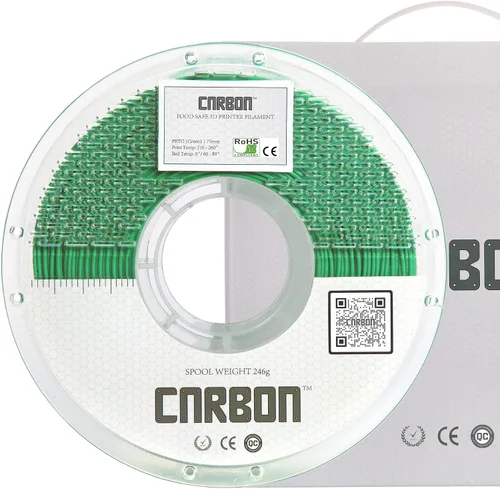 Vista 14 de Filamento para impresora 3D PETG de grado alimentario certificado - CARBON de Comfy Materials - Aprobado por la FDA, seguro para alimentos, probado